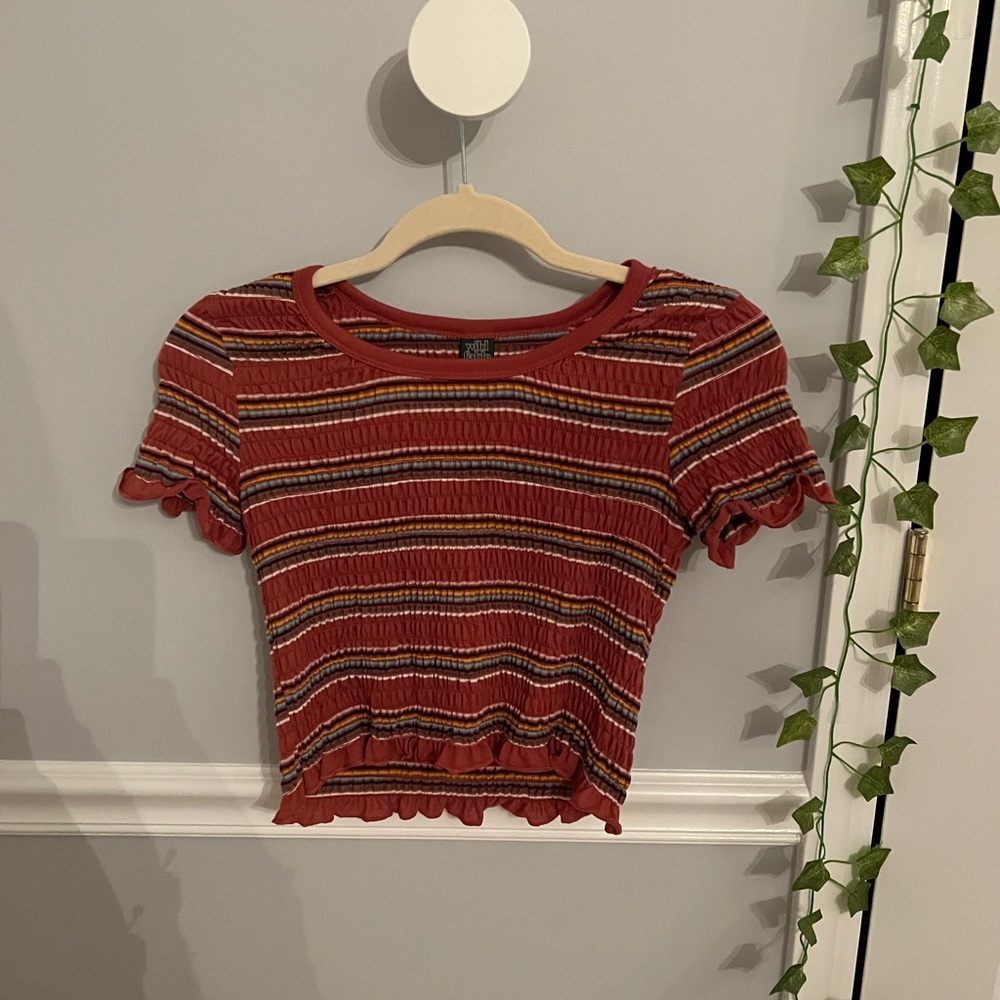 Wild Fable- small colorful, short sleeve crop top